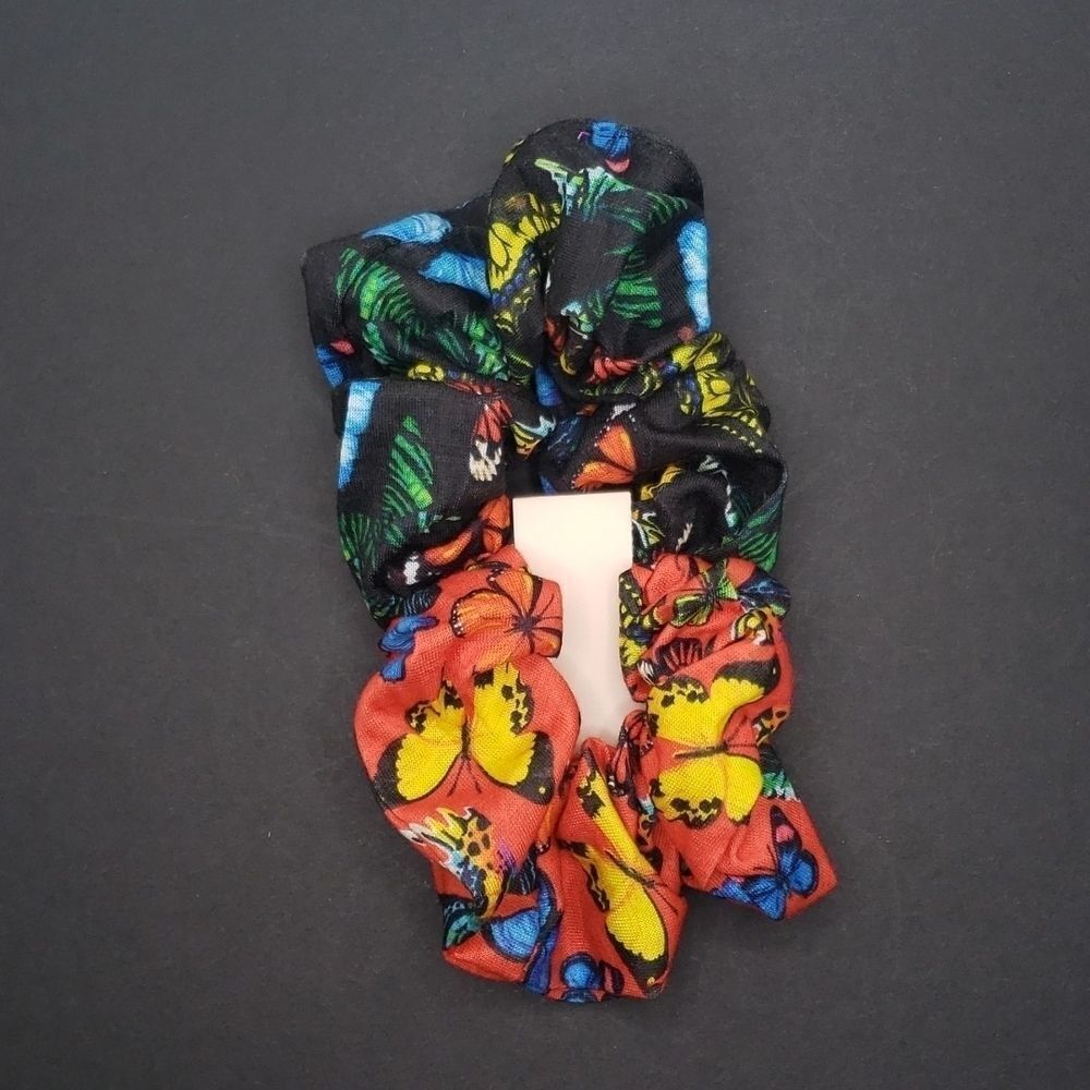 BUTTERFLY Hair Scrunchies Hair Ties Black And Red Scrunchie